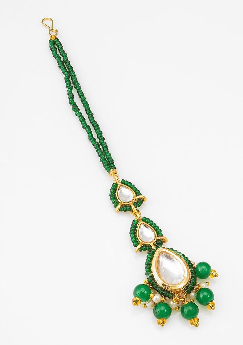 Gold Plated Kundan Studded Maang Tikka