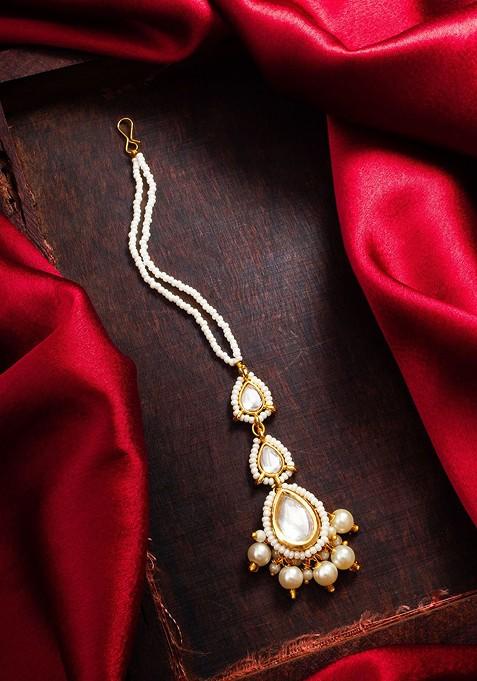 Gold Plated Kundan Studded Maang Tikka