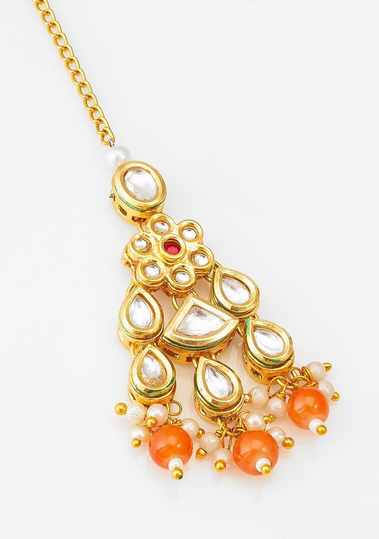 Gold Plated Kundan Studded Maang Tikka