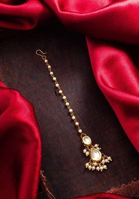 Gold Plated Kundan Studded Maang Tikka