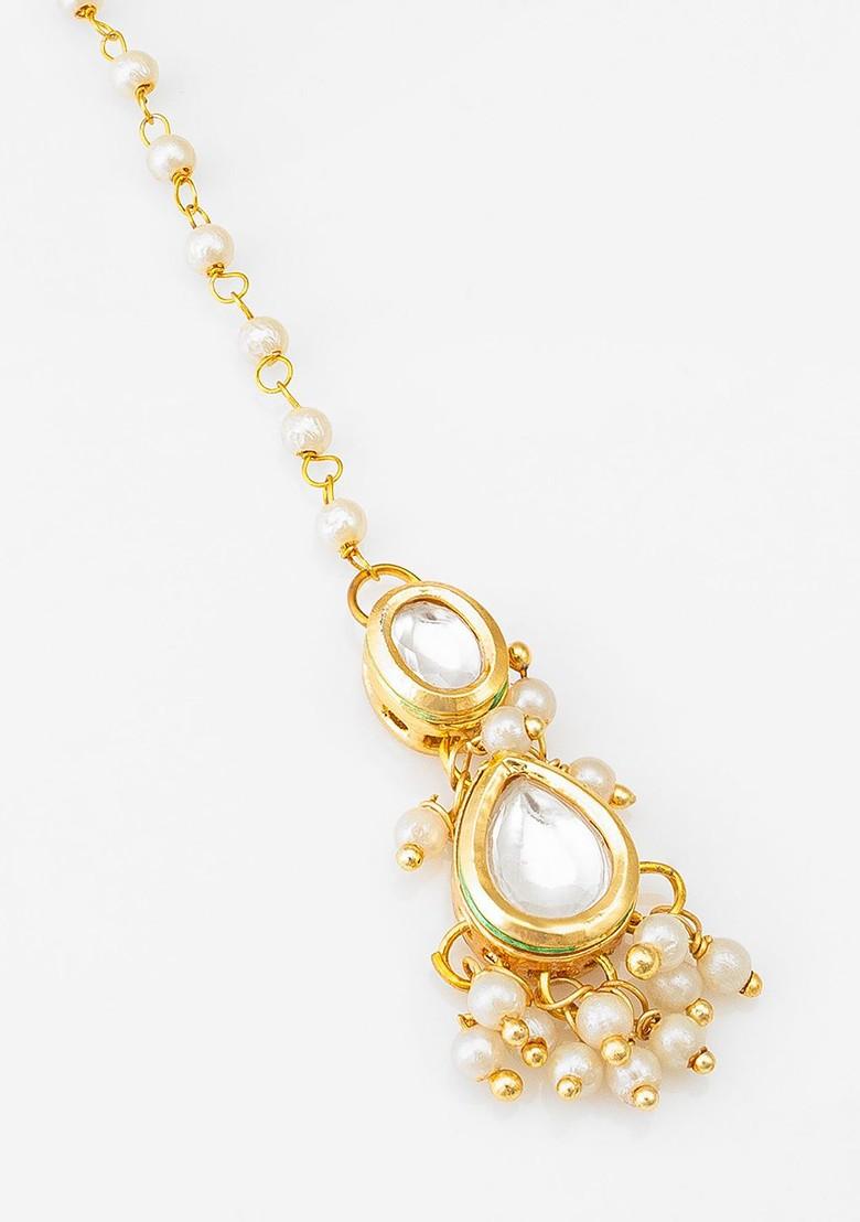 Gold Plated Kundan Studded Maang Tikka