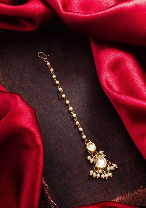 Gold Plated Kundan Studded Maang Tikka