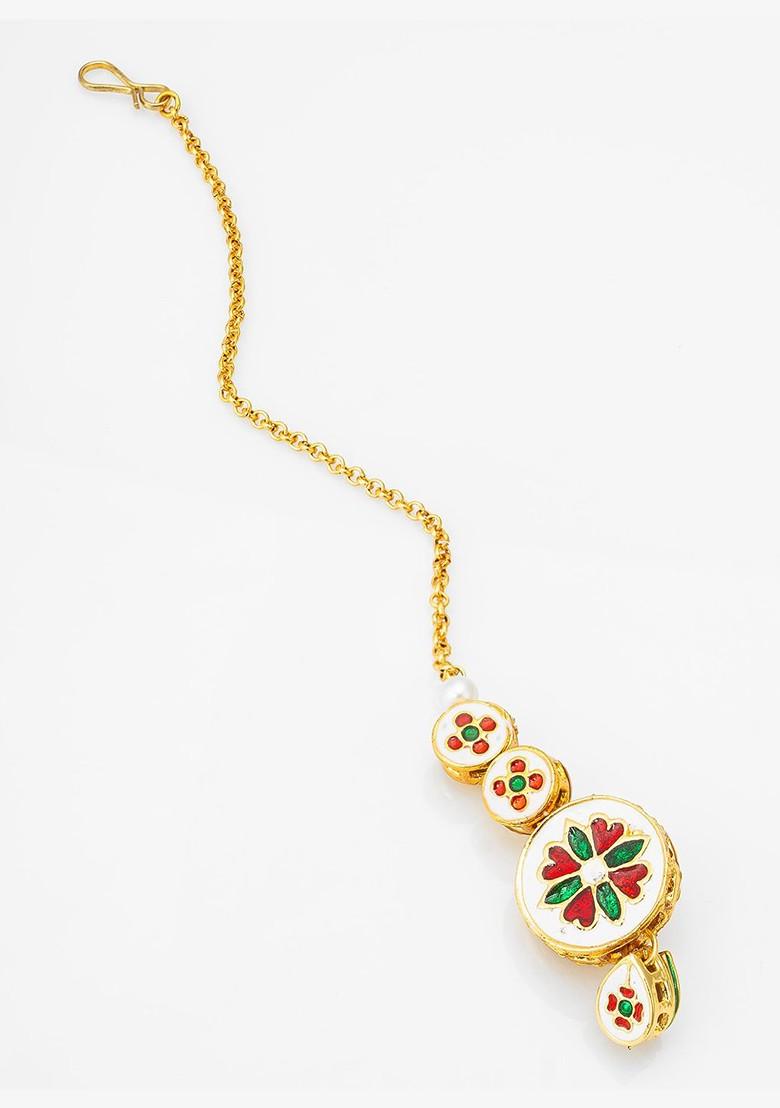 Gold Plated Kundan Studded Maang Tikka