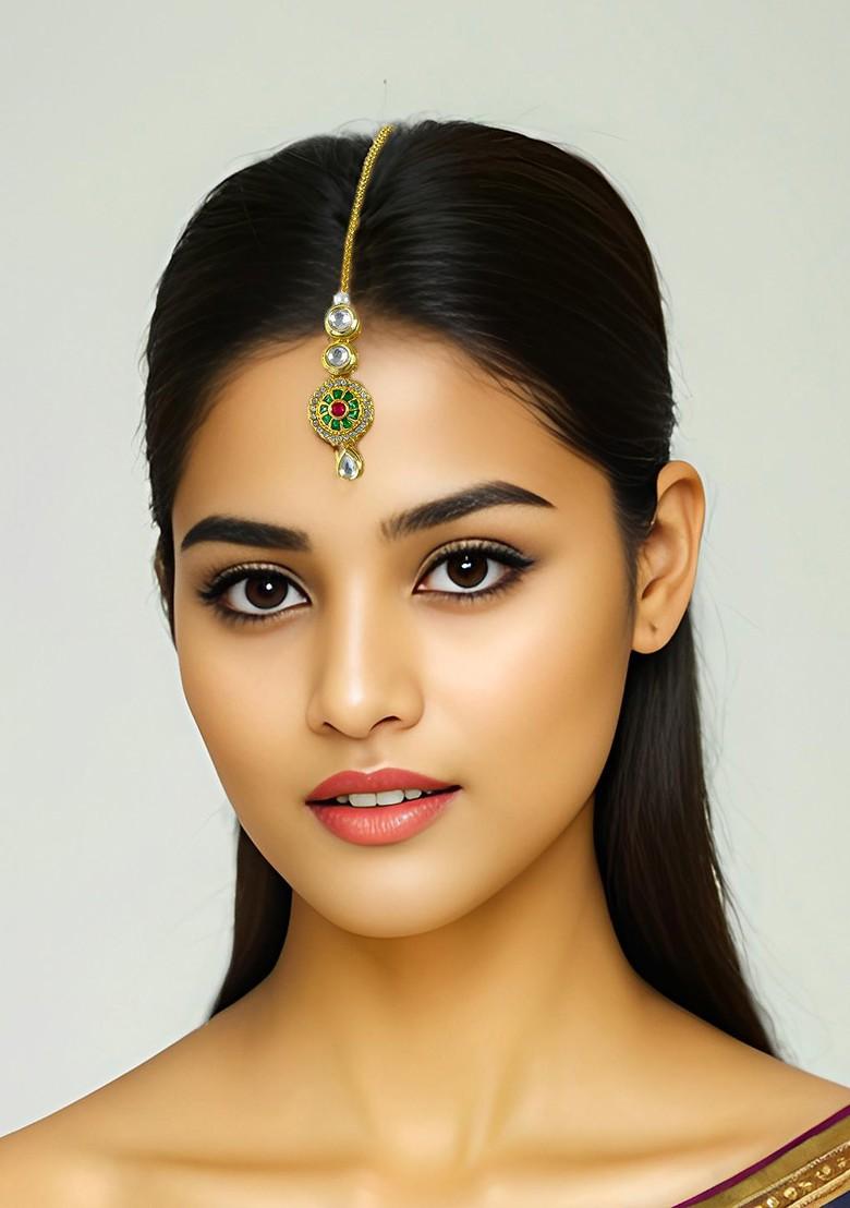 Gold Plated Kundan Studded Maang Tikka