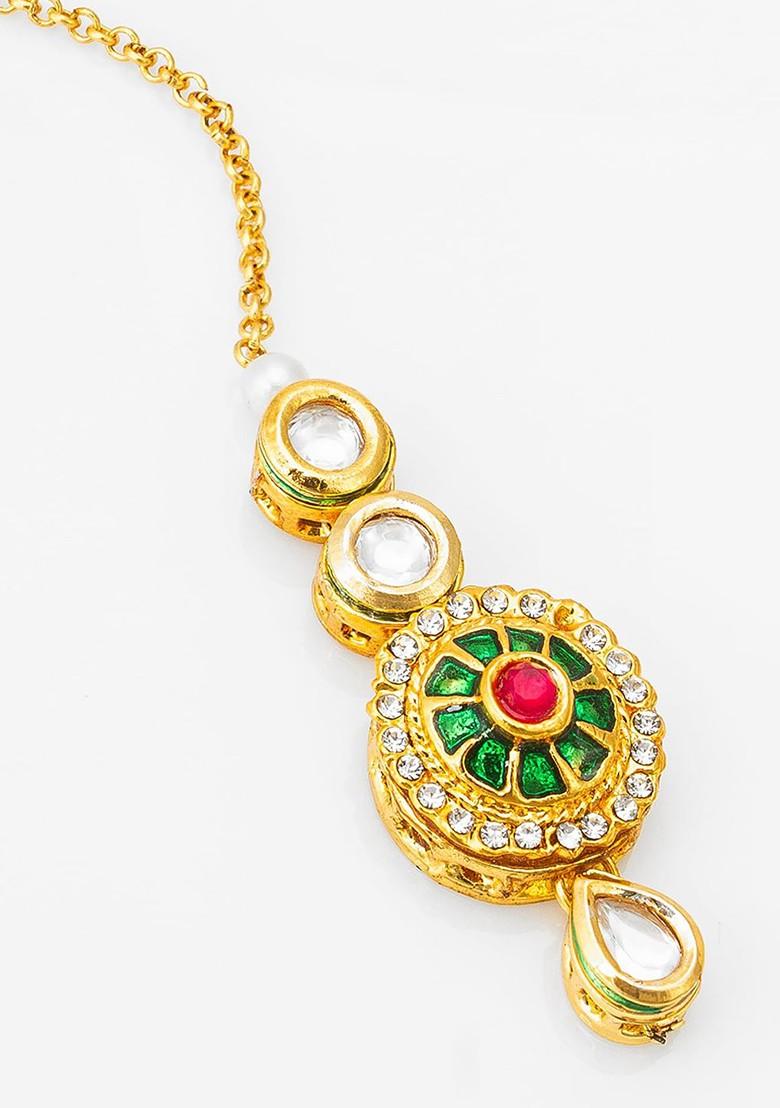 Gold Plated Kundan Studded Maang Tikka