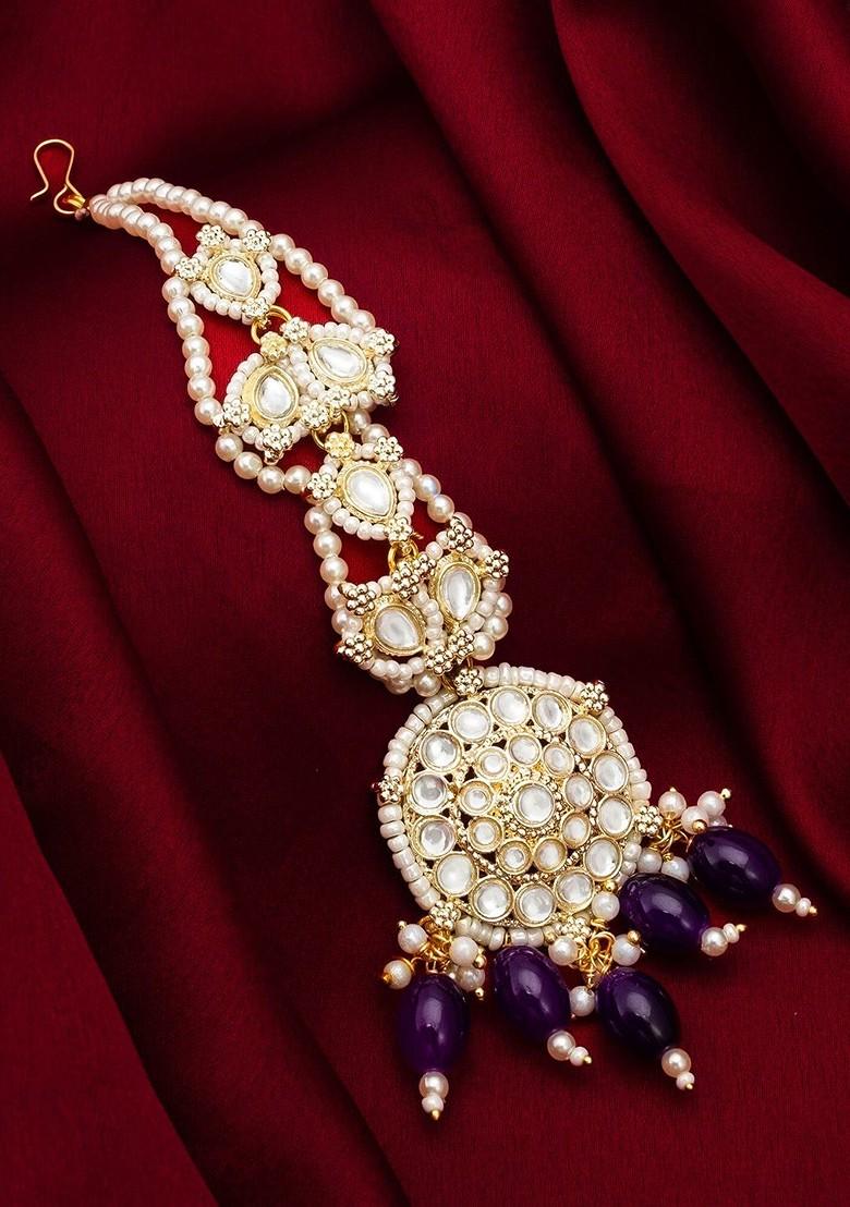 Stone Studded And Beaded Maang Tikka