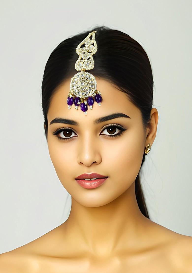 Stone Studded And Beaded Maang Tikka