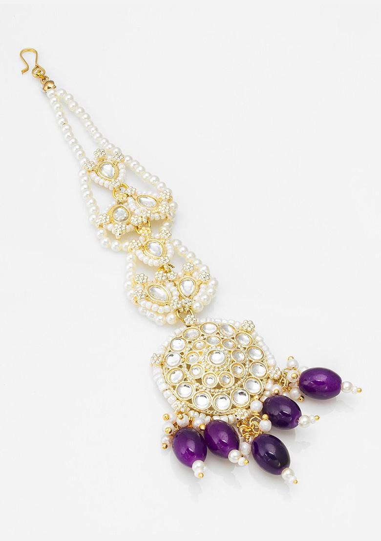 Stone Studded And Beaded Maang Tikka