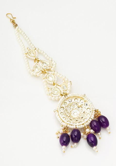 Stone Studded And Beaded Maang Tikka
