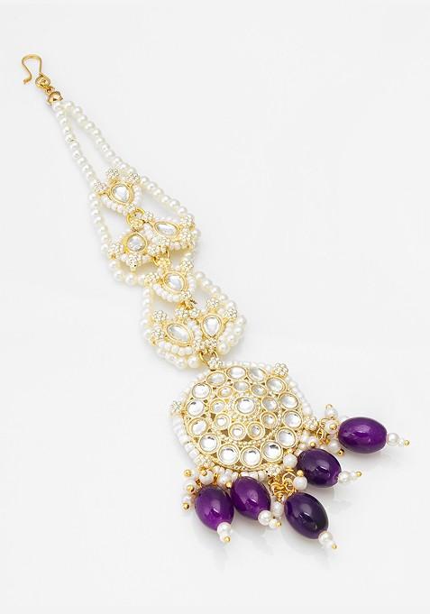 Stone Studded And Beaded Maang Tikka
