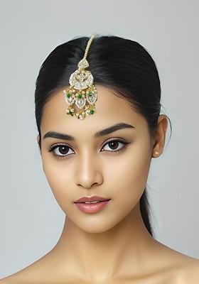 Gold Plated Pearl Ethnic Maangtikka