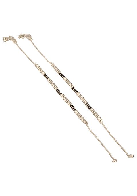 Silver Silver Plated Artificial Stones And Beads Anklet