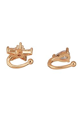 Set Of 2 Rose Gold Plated And White Ad Studded Nosepin