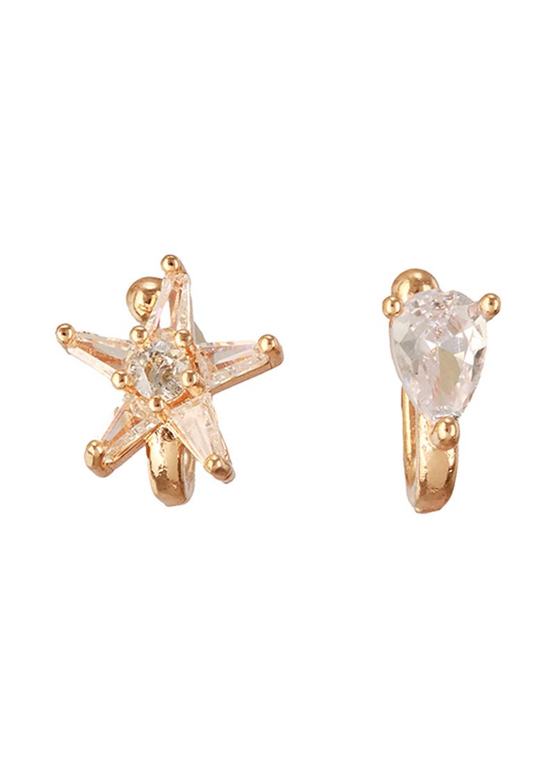 Set Of 2 Rose Gold Plated And White Ad Studded Nosepin