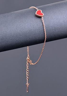 Gold Plated Red Heart Shaped Stainless Steel Anklet