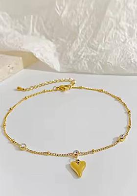 Gold Plated Heart Shaped Stainless Steel Anklet