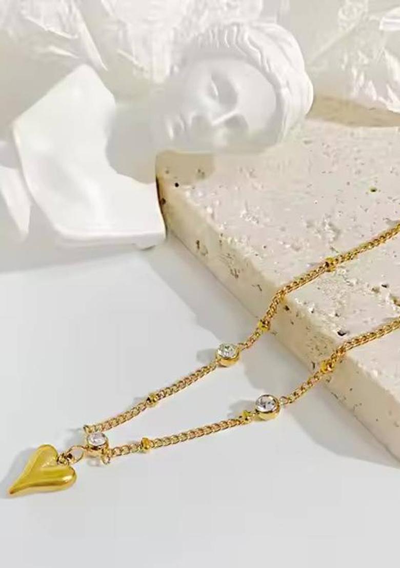 Gold Plated Heart Shaped Stainless Steel Anklet