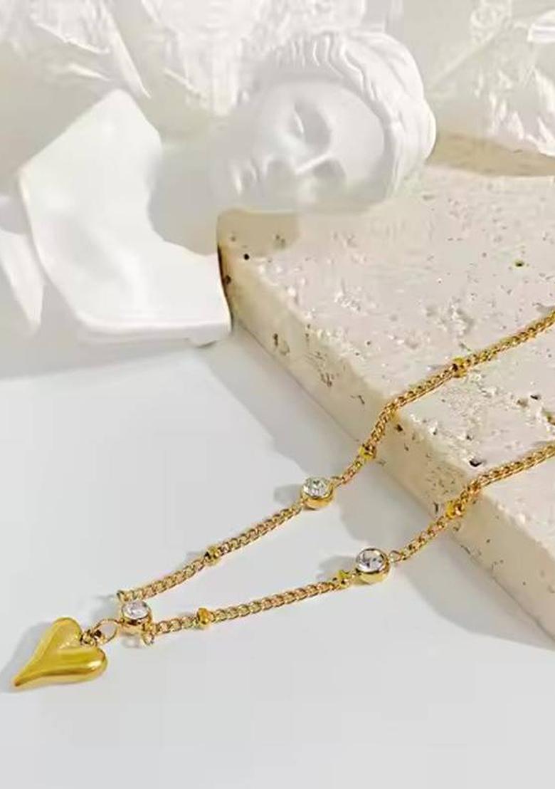 Gold Plated Heart Shaped Stainless Steel Anklet