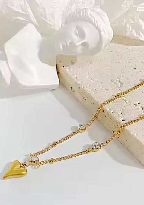 Gold Plated Heart Shaped Stainless Steel Anklet