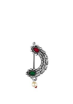 Rhodium Plated Stone Studded Maharashtrian Nosepin