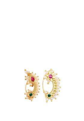 Set Of 2 Gold Plated Pearls Ring Nosepin