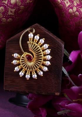 Set Of 2 Gold Plated Beaded Nose Ring