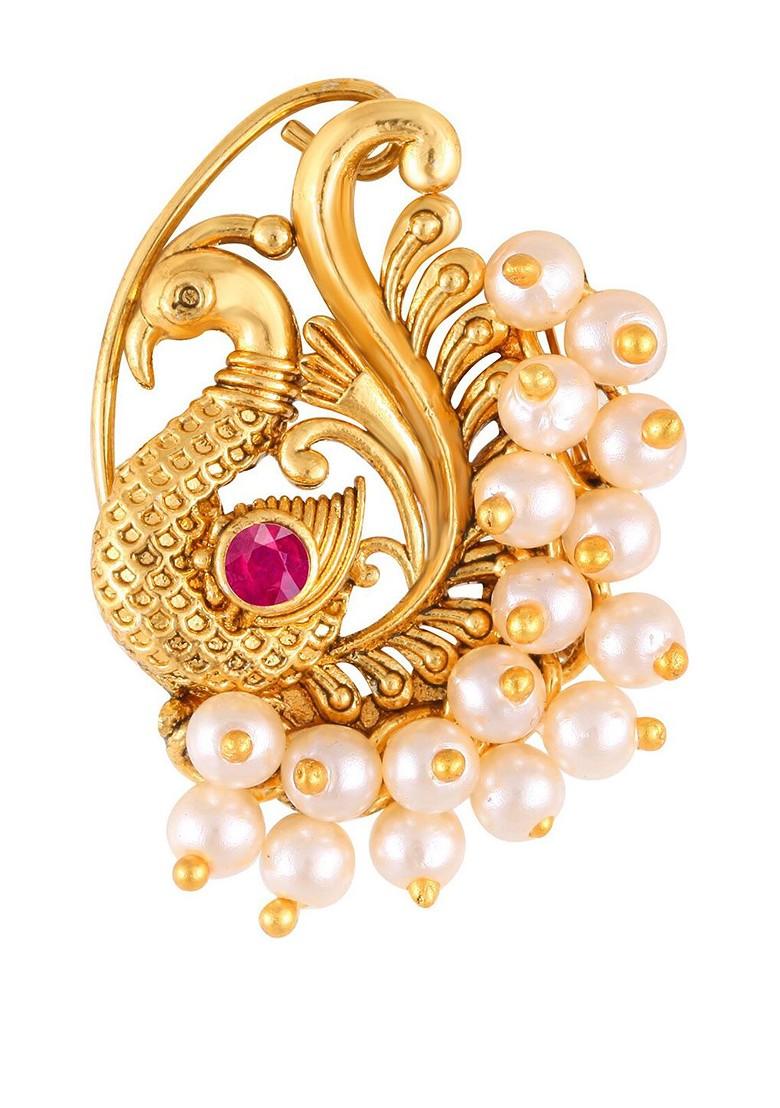 Set Of 2 Gold Plated Beaded Nose Ring