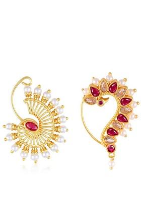 Set Of 2 Gold Plated Cz Studded Nose Ring