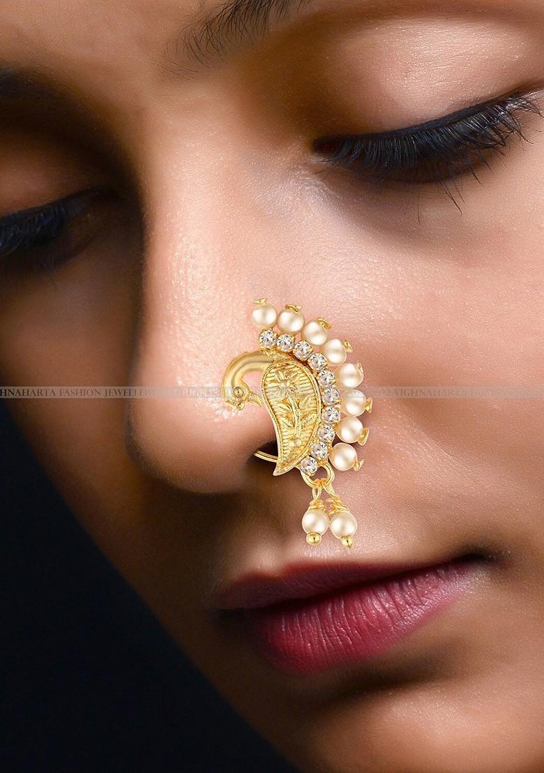 Gold Plated Artificial Beads Nosepin