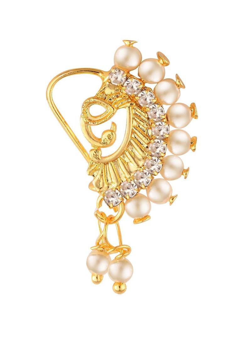 Gold Plated Crystals Studded Insert Nosepin