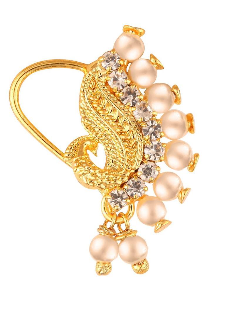 Gold Plated Cz Studded Maharashtrian Nosepin
