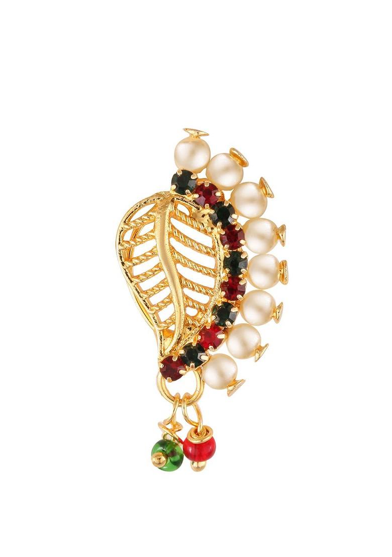 Gold Plated Cz Studded Nose Pin