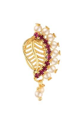 Gold Plated Beaded Maharashtrian Nath Nose Pin