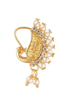 Gold Plated Cz Studded Nose Pin