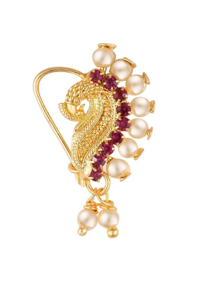 Gold Plated Non Piercing Maharashtrian Nath Nathiya