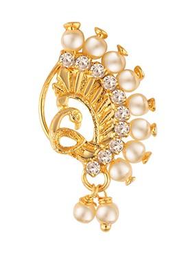 Gold Plated Cz Studded Nose Pin