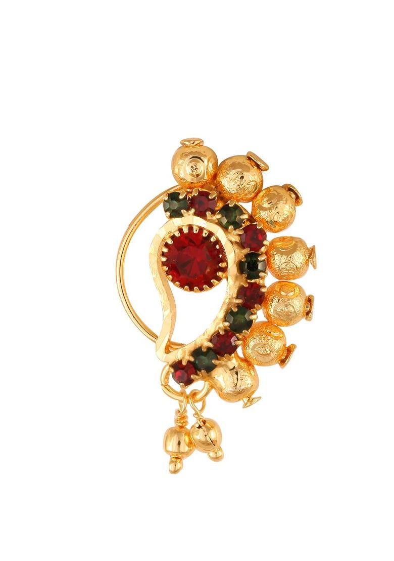 Gold Plated Cubic Zirconia Non Piercing Maharashtrian Nathiya Nosepin