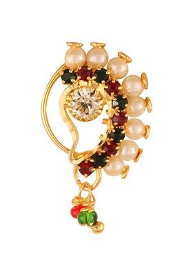 Gold Plated Cubic Zirconia Non Piercing Maharashtrian Nath Nosepin