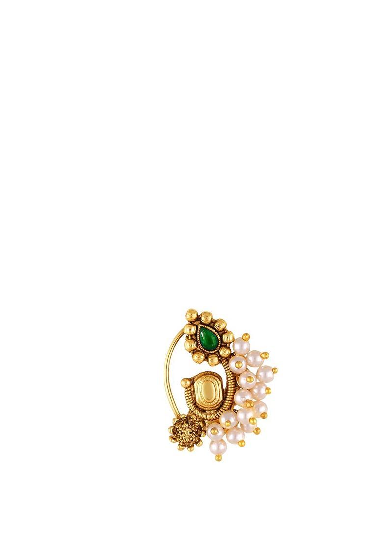 Set Of 2 Gold Plated Pearls Ring Nosepin