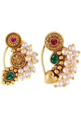 Set Of 2 Gold Plated Pearl Beaded Nosepin