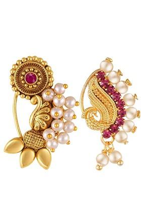 Gold Plated Pearls Stud Nosepin