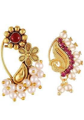Gold Plated Pearls Stud Nosepin