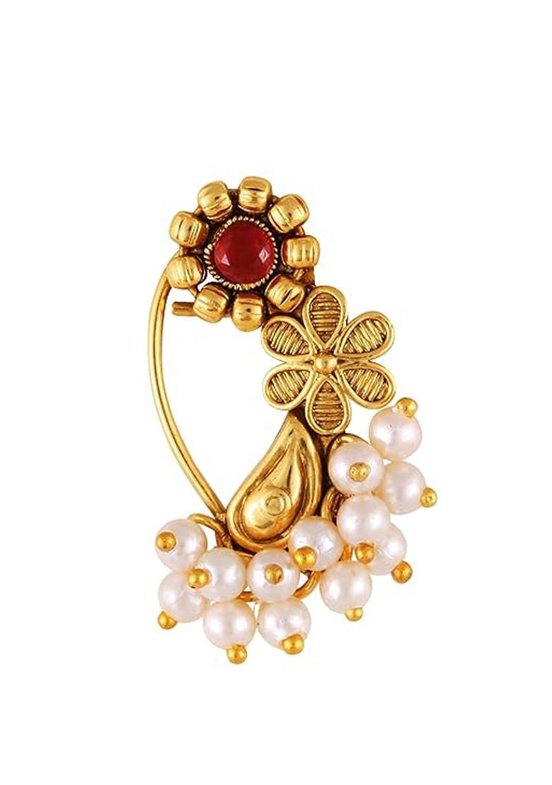 Gold Plated Pearls Stud Nosepin