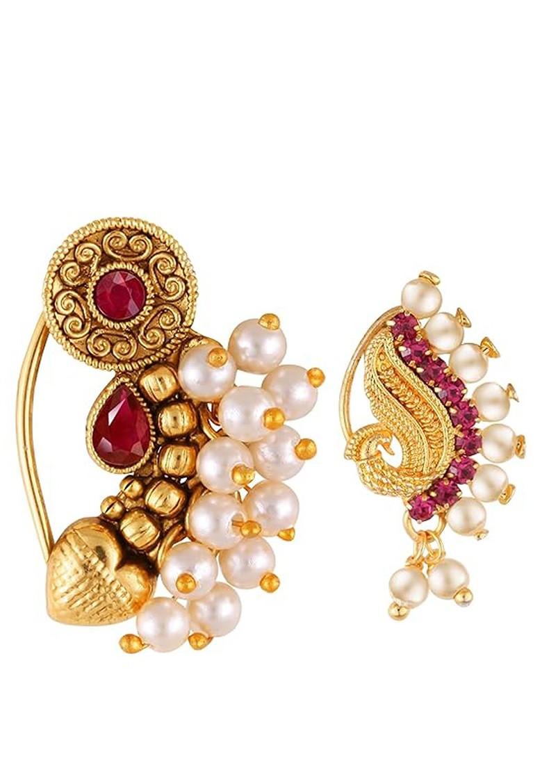 Gold Plated Pearls Stud Nosepin