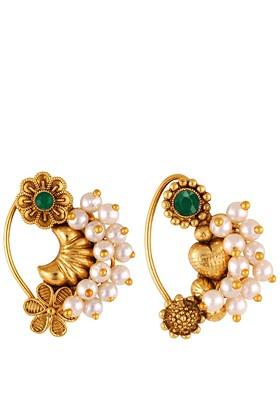 Set Of 2 Gold Plated Pearl Beaded Nosepin