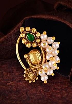 Set Of 2 Gold Plated Stone Studded Nose Pins