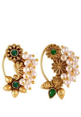 Set Of 2 Gold Plated Beaded Nosepins