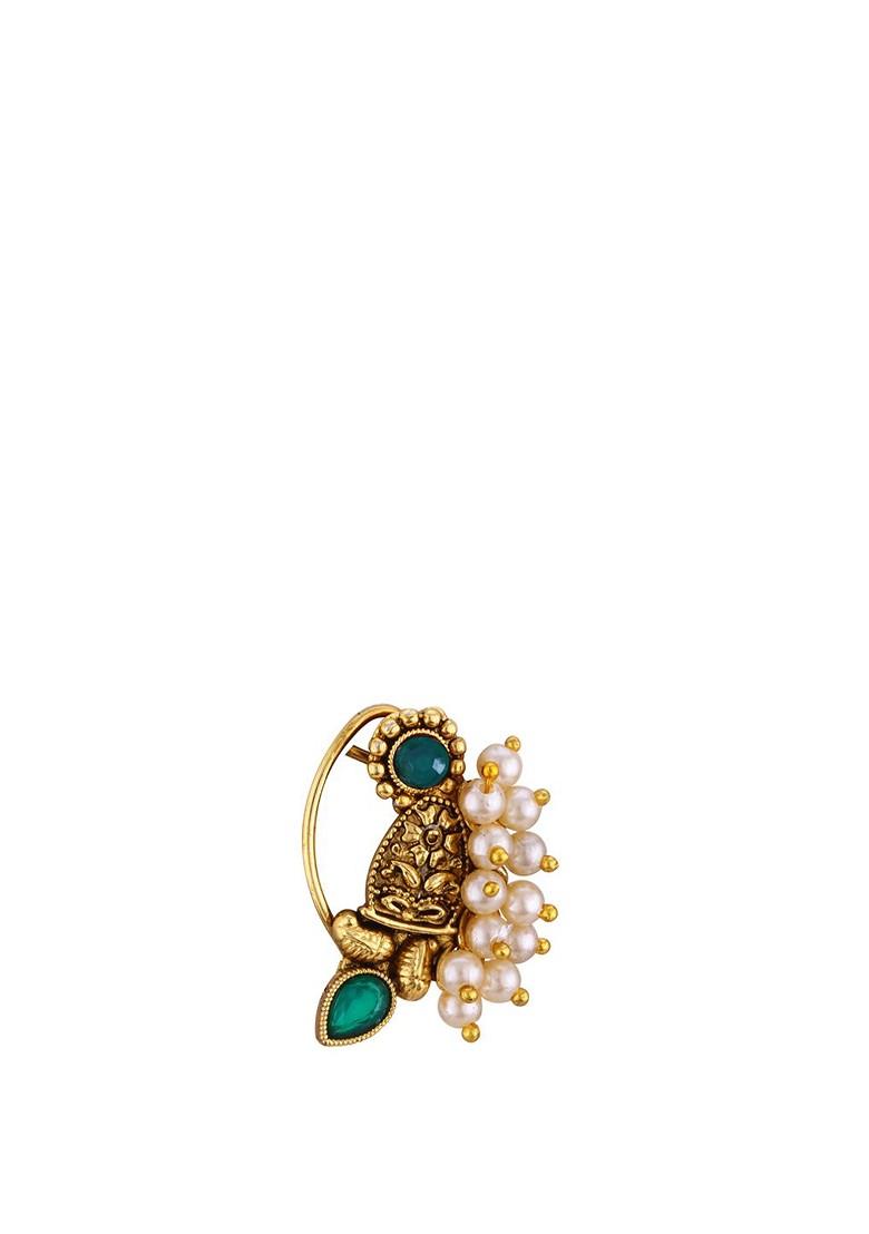 Set Of 2 Gold Plated Pearls Beaded Ring Nosepin