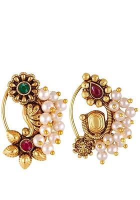 Gold Plated Pearls Stud Nosepin