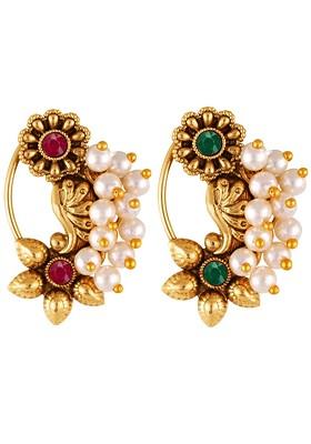 Set Of 2 Gold Plated Beaded Nosepins